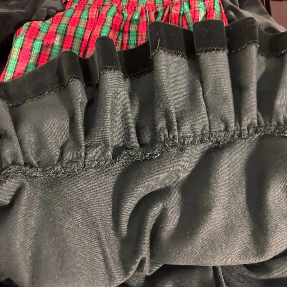 Handmade Girls Christmas Plaid Velvet Dress Red Green Holiday Size 18 Months
